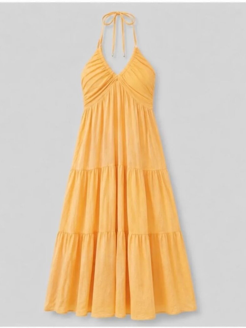 BLANCO Orange Halter Tiered Maxi Dress